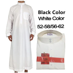 Men's Premium White Thobe - Saudi Style Islamic Jubba | Breathable Polyester | Prayer & Daily Wear (Sizes 52-62)