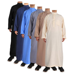 Men's Premium White Thobe - Saudi Style Islamic Jubba | Breathable Polyester | Prayer & Daily Wear (Sizes 52-62)