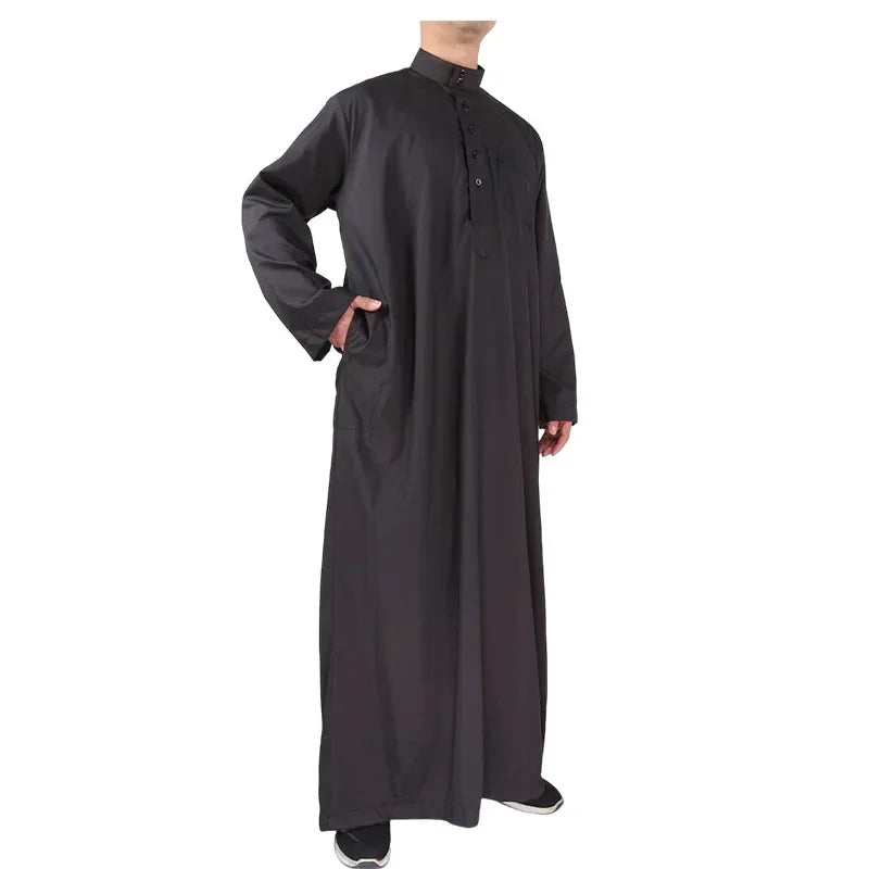 Men's Premium White Thobe - Saudi Style Islamic Jubba | Breathable Polyester | Prayer & Daily Wear (Sizes 52-62)