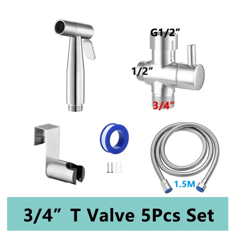 Premium Stainless Steel Bidet Sprayer for UK Bathrooms - Handheld Shower Kit with Wall Mount - Easy DIY Installation & Water-Saving