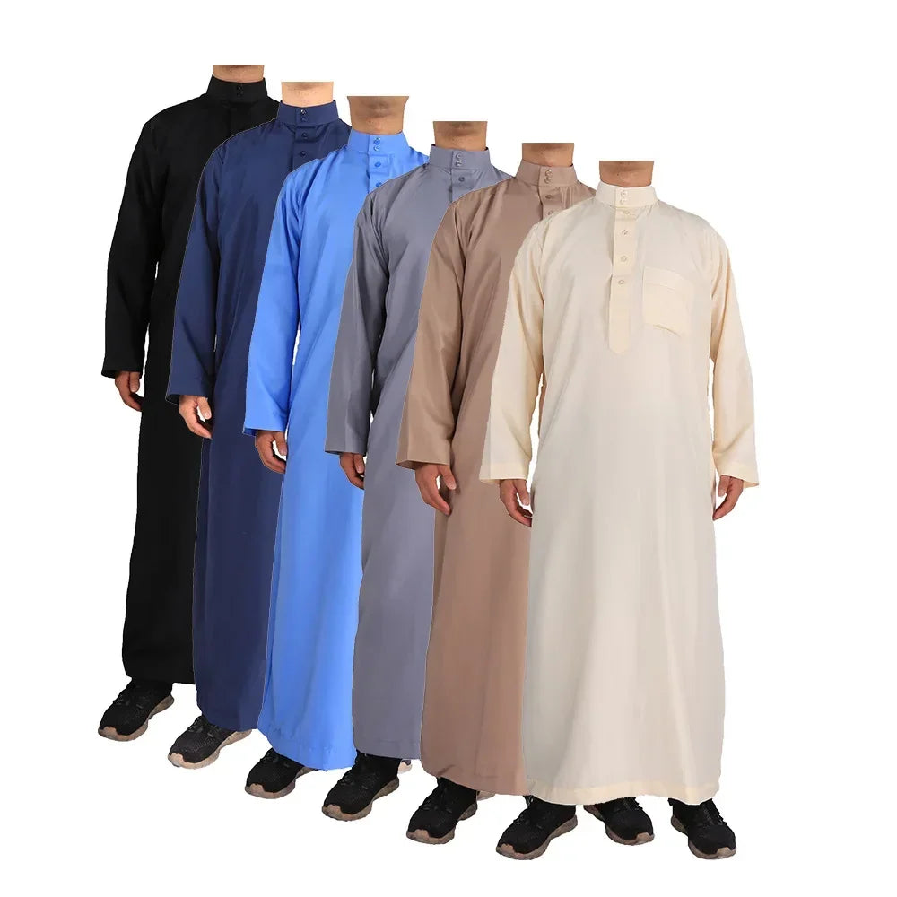 Men's Premium White Thobe - Saudi Style Islamic Jubba | Breathable Polyester | Prayer & Daily Wear (Sizes 52-62)