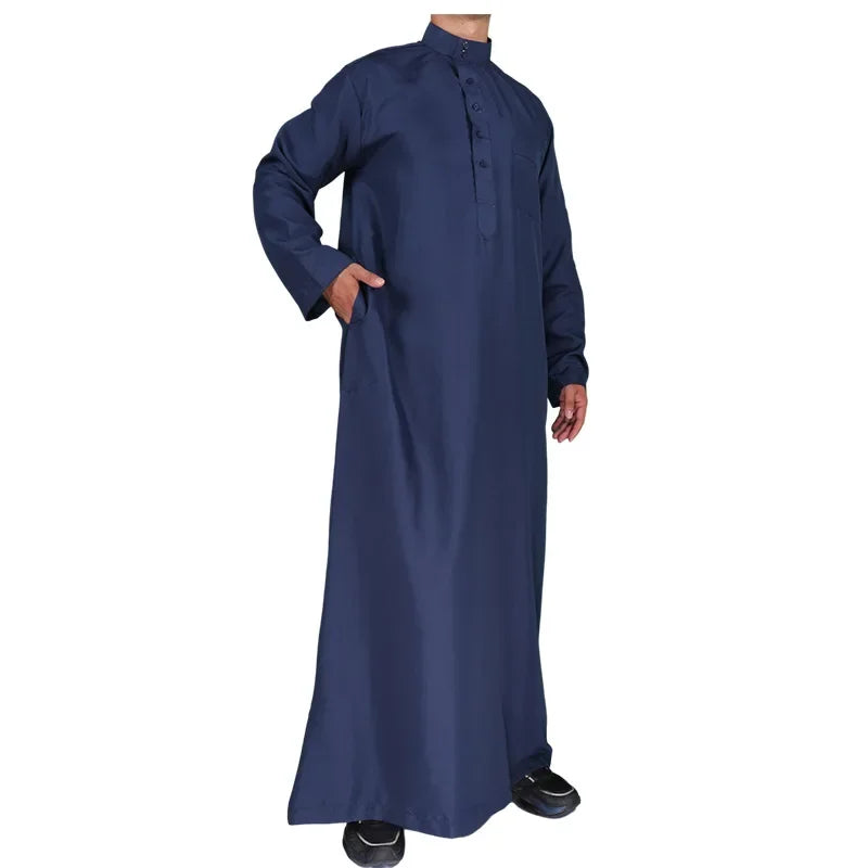 Men's Premium White Thobe - Saudi Style Islamic Jubba | Breathable Polyester | Prayer & Daily Wear (Sizes 52-62)