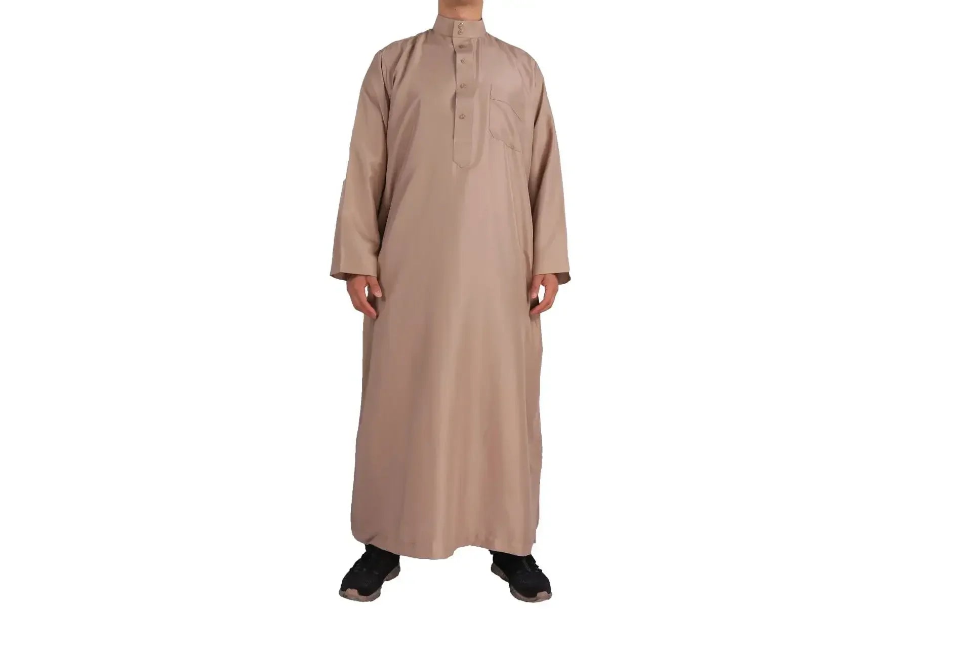 Men's Premium White Thobe - Saudi Style Islamic Jubba | Breathable Polyester | Prayer & Daily Wear (Sizes 52-62)