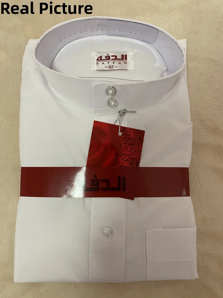 Men's Premium White Thobe - Saudi Style Islamic Jubba | Breathable Polyester | Prayer & Daily Wear (Sizes 52-62)