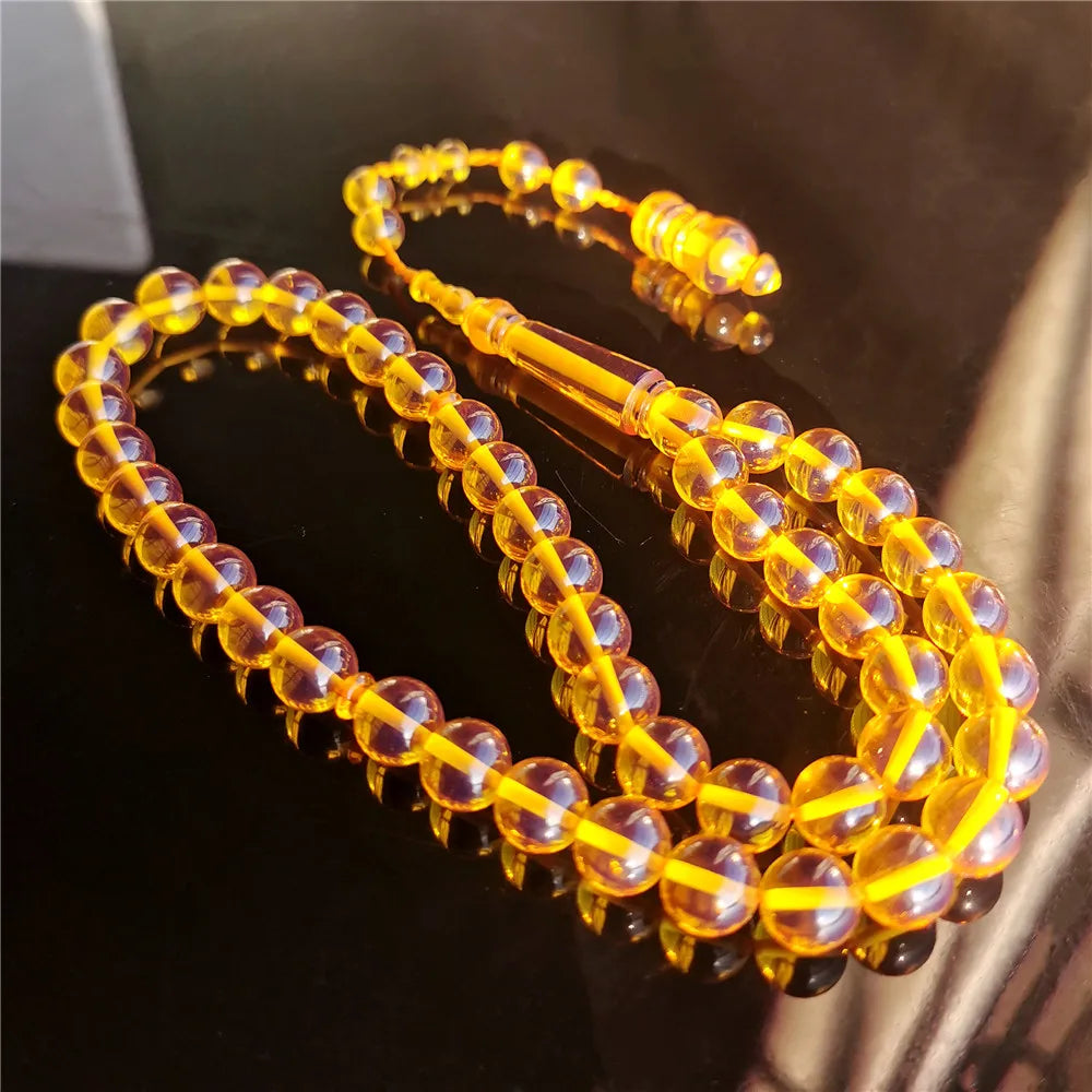 33 Bead Islamic Tasbih - Premium Amber Resin Misbaha | Dhikr & Dua Prayer Beads | Eid Gift