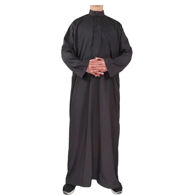 Men's Premium White Thobe - Saudi Style Islamic Jubba | Breathable Polyester | Prayer & Daily Wear (Sizes 52-62)