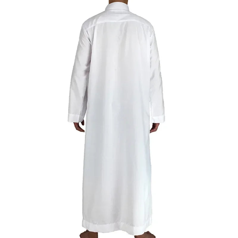 Men's Premium White Thobe - Saudi Style Islamic Jubba | Breathable Polyester | Prayer & Daily Wear (Sizes 52-62)